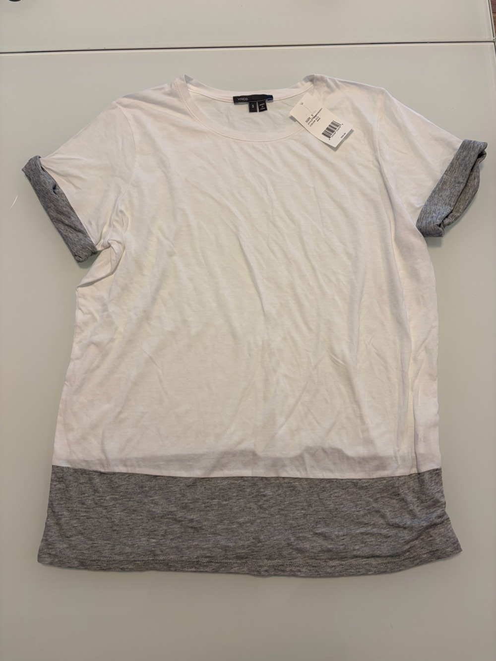 NWT✨Vince Contrast Hem Short Sleeve T-Shirt - White & Gray
